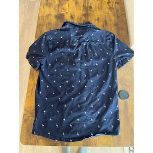 Goodfellow &‎ Co Men's Navy Flamingo Print Short Sleeve Button-Down Shirt